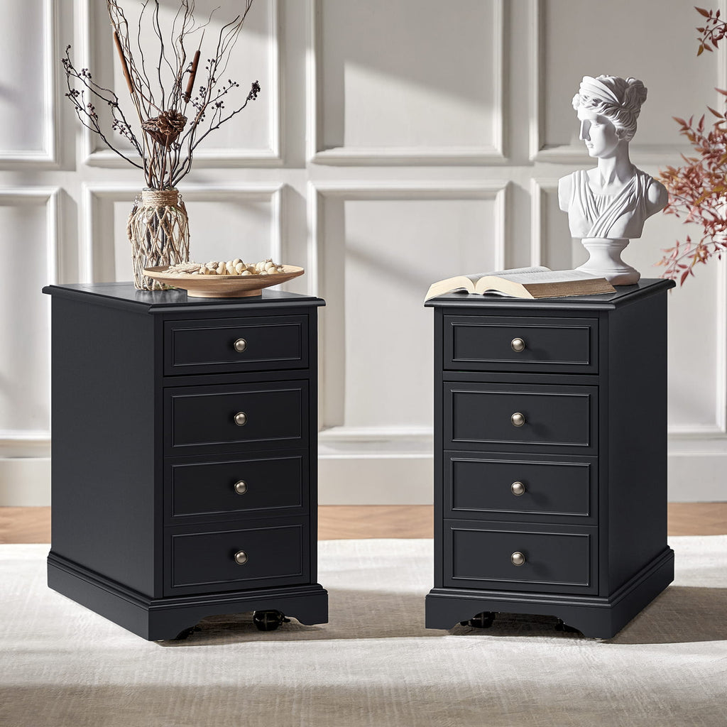 Roque Storage End Table with Hooded Wheels & Built-In Outlets(Optional Types)