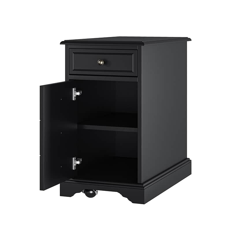 Roque Storage End Table with Hooded Wheels & Built-In Outlets(Optional Types)