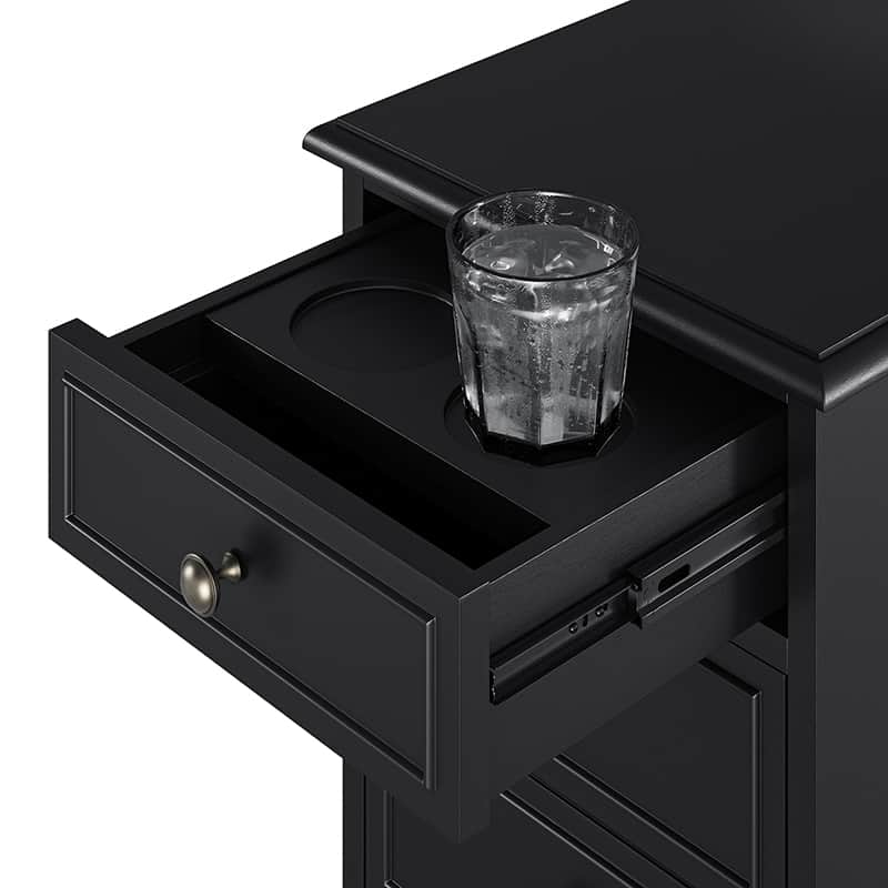 Roque Storage End Table with Hooded Wheels & Built-In Outlets(Optional Types)