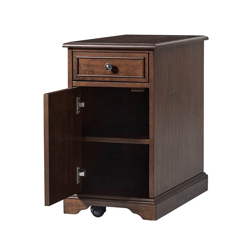 Roque Storage End Table with Hooded Wheels & Built-In Outlets(Optional Types)