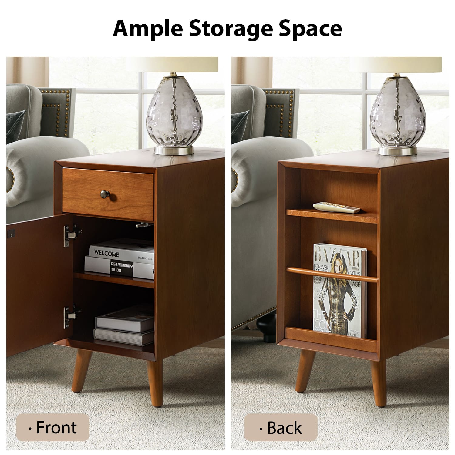 Vira End Table with Storage and Built-in Outlets(Optional Types)