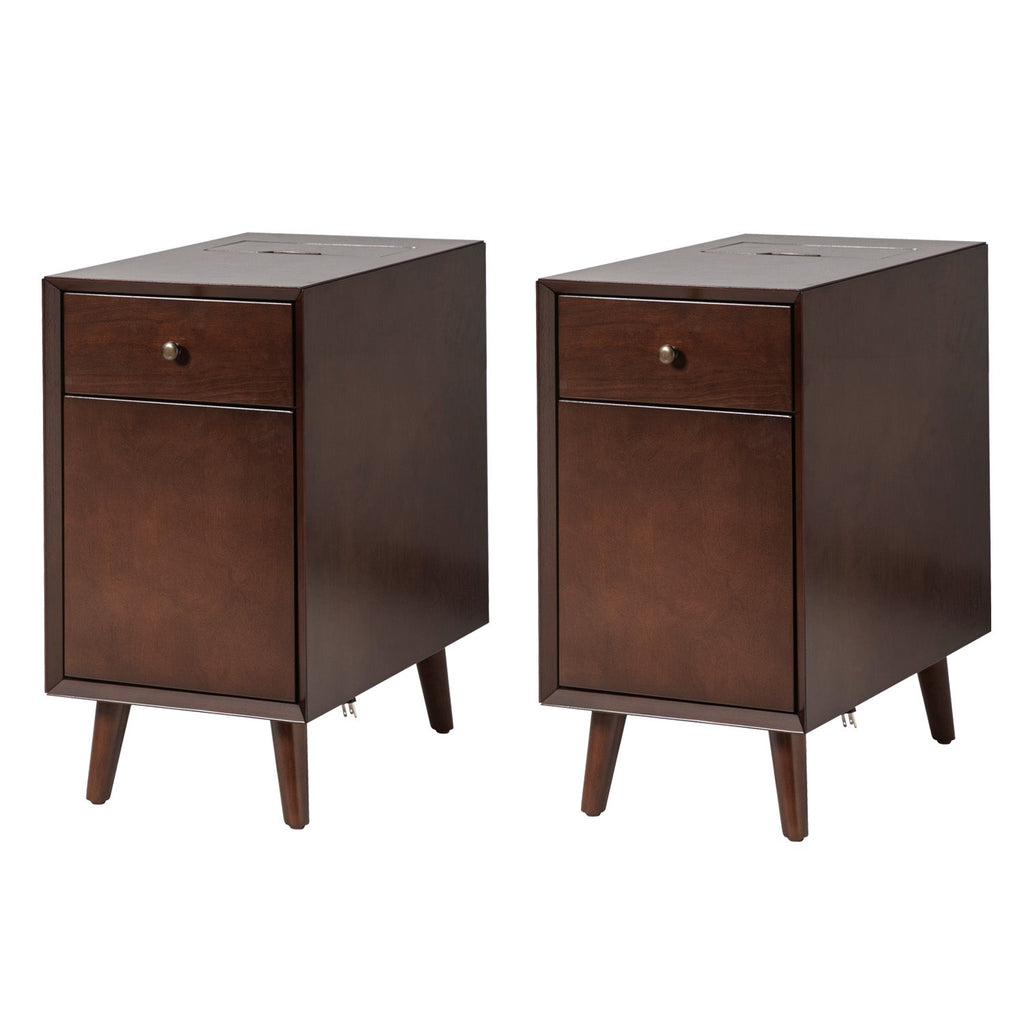 Vira End Table with Storage and Built-in Outlets(Optional Types)