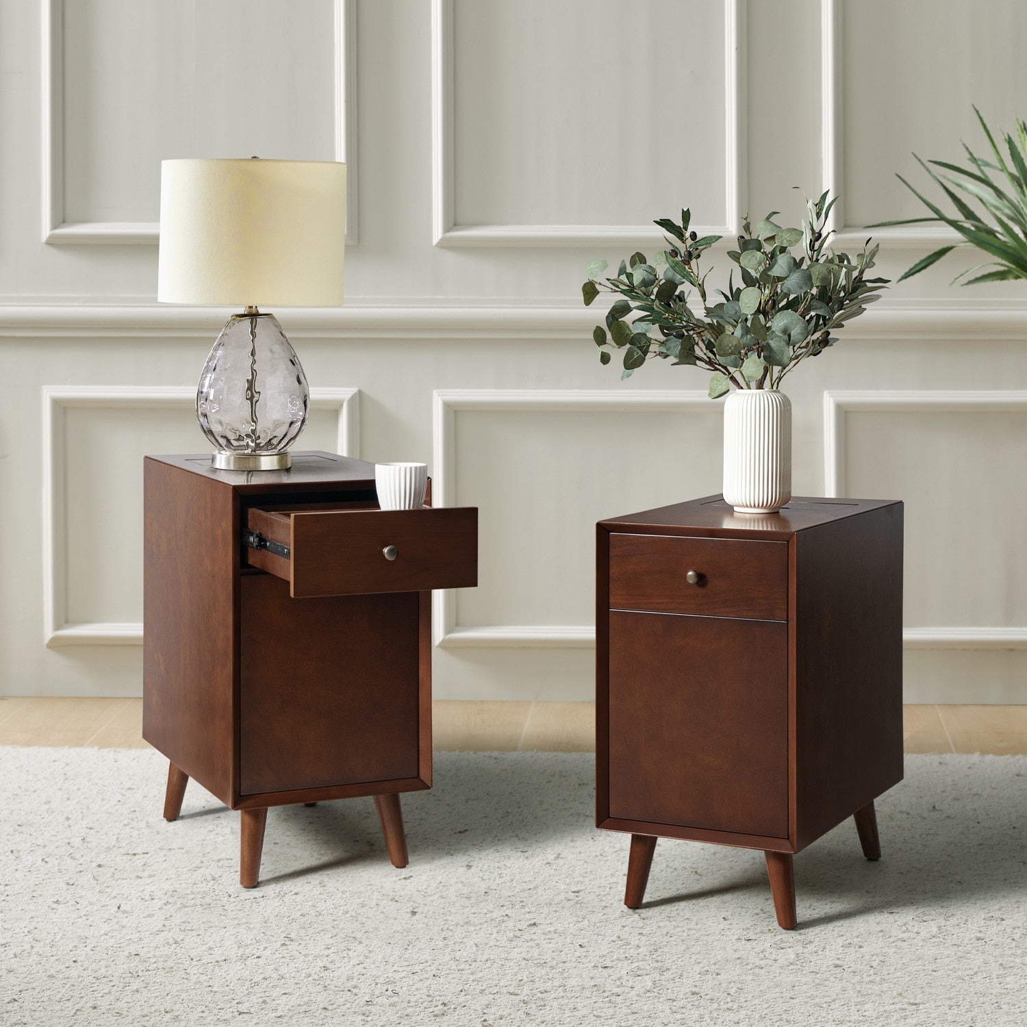 Vira End Table with Storage and Built-in Outlets(Optional Types)