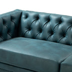 Capsa 84″ Vegan Leather Tufted Sofa – Mid-Century Glam, Durable & Breathable