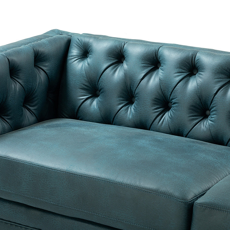 Capsa 84″ Vegan Leather Tufted Sofa – Mid-Century Glam, Durable & Breathable