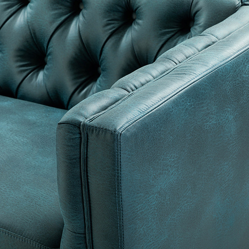 Capsa 84″ Vegan Leather Tufted Sofa – Mid-Century Glam, Durable & Breathable