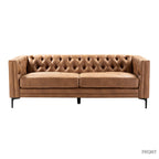 Capsa 84″ Vegan Leather Tufted Sofa – Mid-Century Glam, Durable & Breathable
