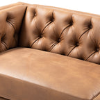 Capsa 84″ Vegan Leather Tufted Sofa – Mid-Century Glam, Durable & Breathable