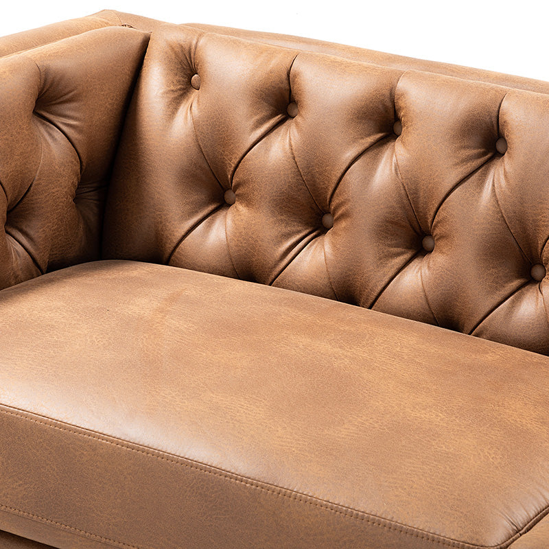 Capsa 84″ Vegan Leather Tufted Sofa – Mid-Century Glam, Durable & Breathable