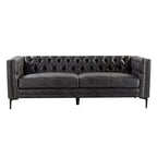 Capsa 84″ Vegan Leather Tufted Sofa – Mid-Century Glam, Durable & Breathable