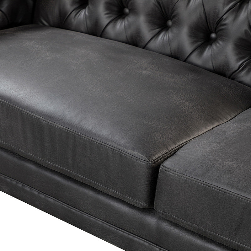 Capsa 84″ Vegan Leather Tufted Sofa – Mid-Century Glam, Durable & Breathable