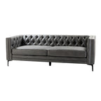 Capsa 84″ Vegan Leather Tufted Sofa – Mid-Century Glam, Durable & Breathable