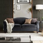 Hugo Traditional Style Curved Genuine Leather Elegant Sofa