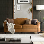 Hugo Traditional Style Curved Genuine Leather Elegant Sofa