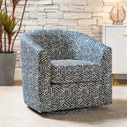 Pablo Modern Swivel Barrel Chair with Upholstered Fabric & Metal Base