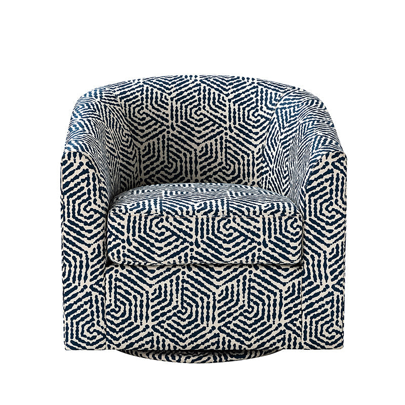 Pablo Modern Swivel Barrel Chair with Upholstered Fabric & Metal Base