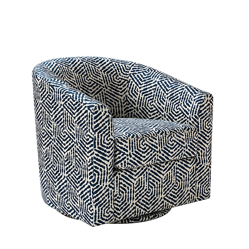 Pablo Modern Swivel Barrel Chair with Upholstered Fabric & Metal Base