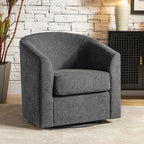 Pablo Modern Swivel Barrel Chair with Upholstered Fabric & Metal Base