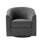 Pablo Modern Swivel Barrel Chair with Upholstered Fabric & Metal Base