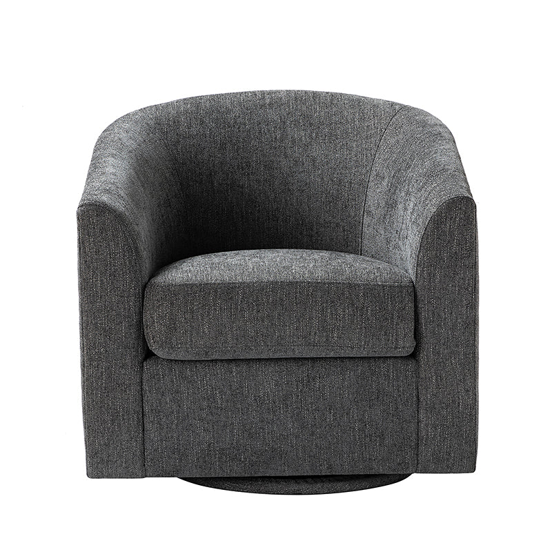 Pablo Modern Swivel Barrel Chair with Upholstered Fabric & Metal Base