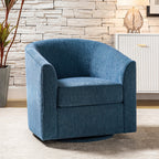 Pablo Modern Swivel Barrel Chair with Upholstered Fabric & Metal Base