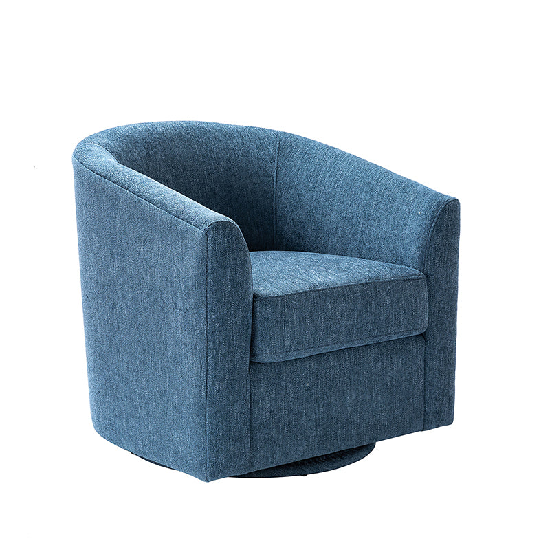 Pablo Modern Swivel Barrel Chair with Upholstered Fabric & Metal Base