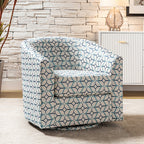 Pablo Modern Swivel Barrel Chair with Upholstered Fabric & Metal Base
