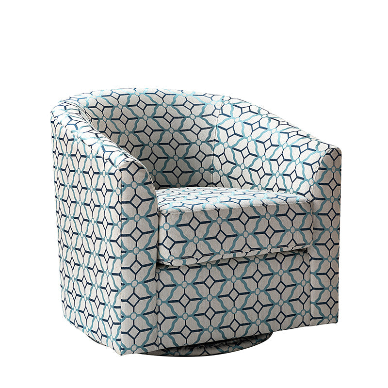 Pablo Modern Swivel Barrel Chair with Upholstered Fabric & Metal Base