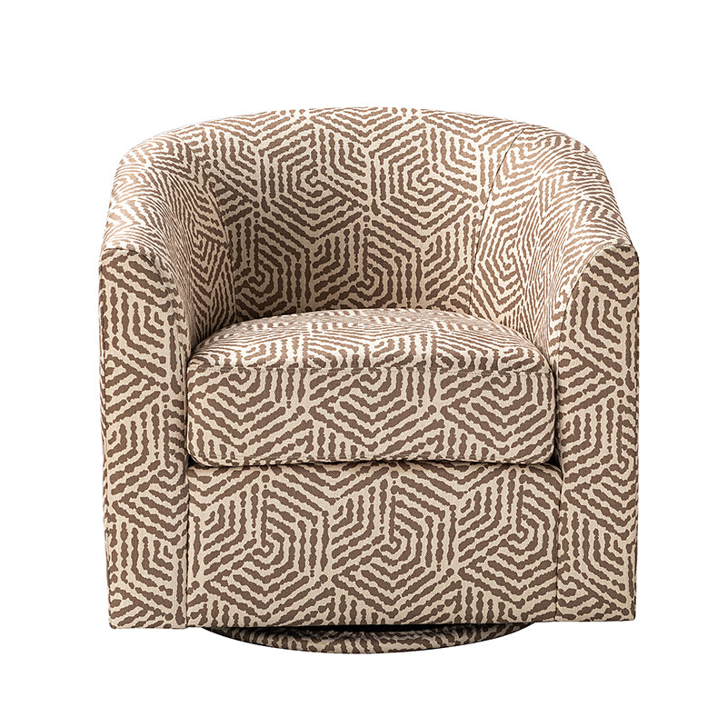 Pablo Modern Swivel Barrel Chair with Upholstered Fabric & Metal Base
