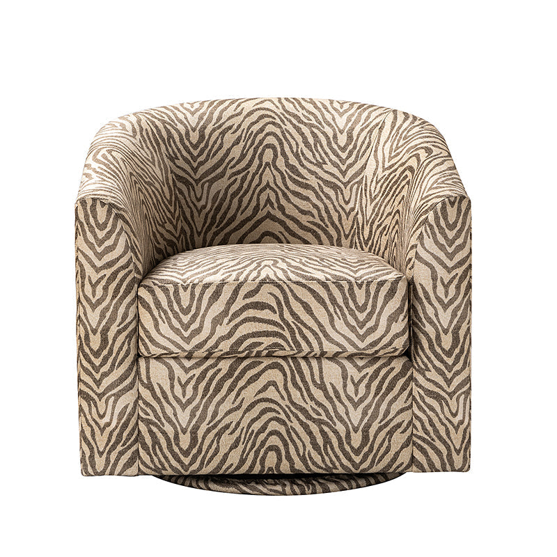 Pablo Modern Swivel Barrel Chair with Upholstered Fabric & Metal Base