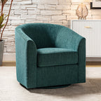 Pablo Modern Swivel Barrel Chair with Upholstered Fabric & Metal Base