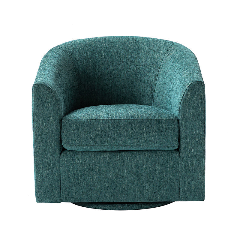 Pablo Modern Swivel Barrel Chair with Upholstered Fabric & Metal Base