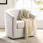 Pablo Modern Swivel Barrel Chair with Upholstered Fabric & Metal Base