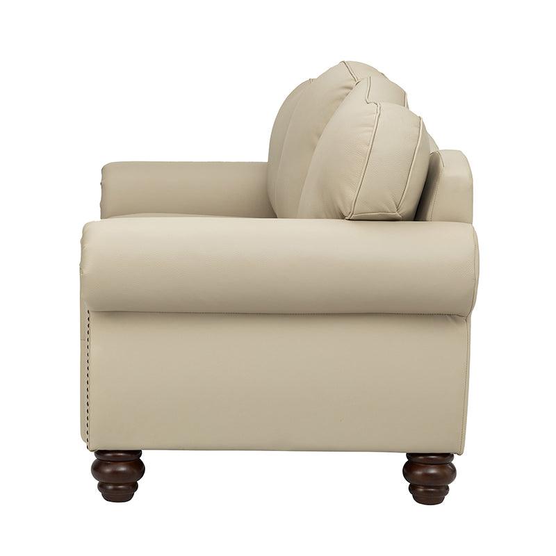 Flavio 81″ Genuine Leather Sofa – Vintage Glam Mid-Century Design