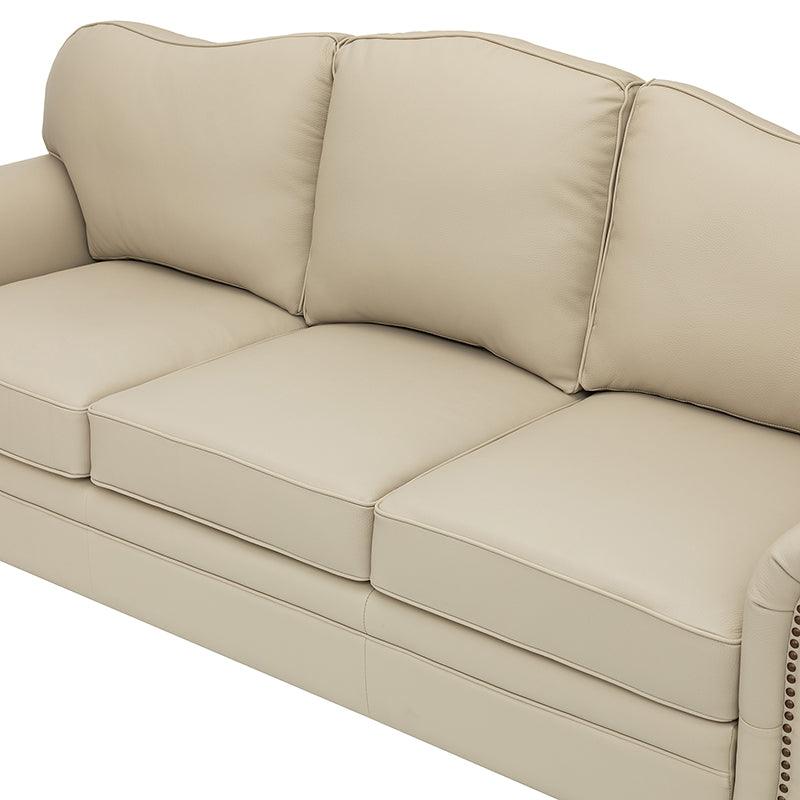 Flavio 81″ Genuine Leather Sofa – Vintage Glam Mid-Century Design