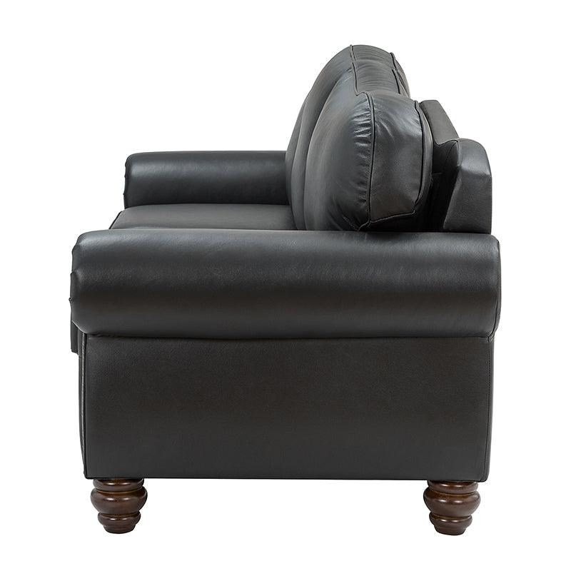 Flavio 81″ Genuine Leather Sofa – Vintage Glam Mid-Century Design