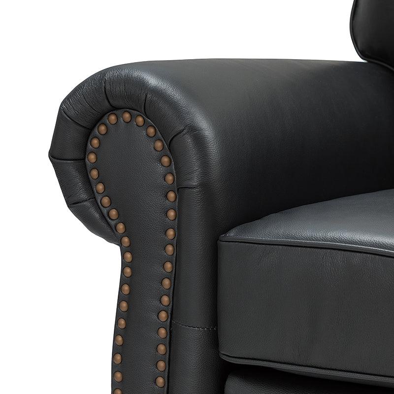 Flavio 81″ Genuine Leather Sofa – Vintage Glam Mid-Century Design