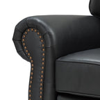 Flavio 81″ Genuine Leather Sofa – Vintage Glam Mid-Century Design