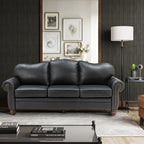 Flavio 81″ Genuine Leather Sofa – Vintage Glam Mid-Century Design