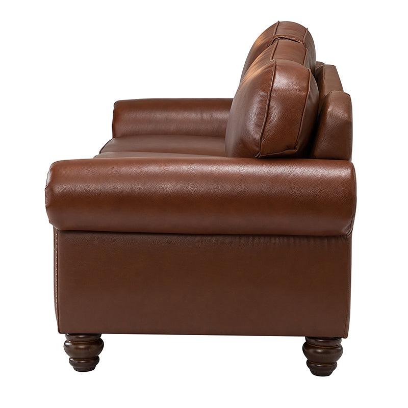 Flavio 81″ Genuine Leather Sofa – Vintage Glam Mid-Century Design