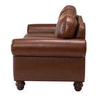 Flavio 81″ Genuine Leather Sofa – Vintage Glam Mid-Century Design