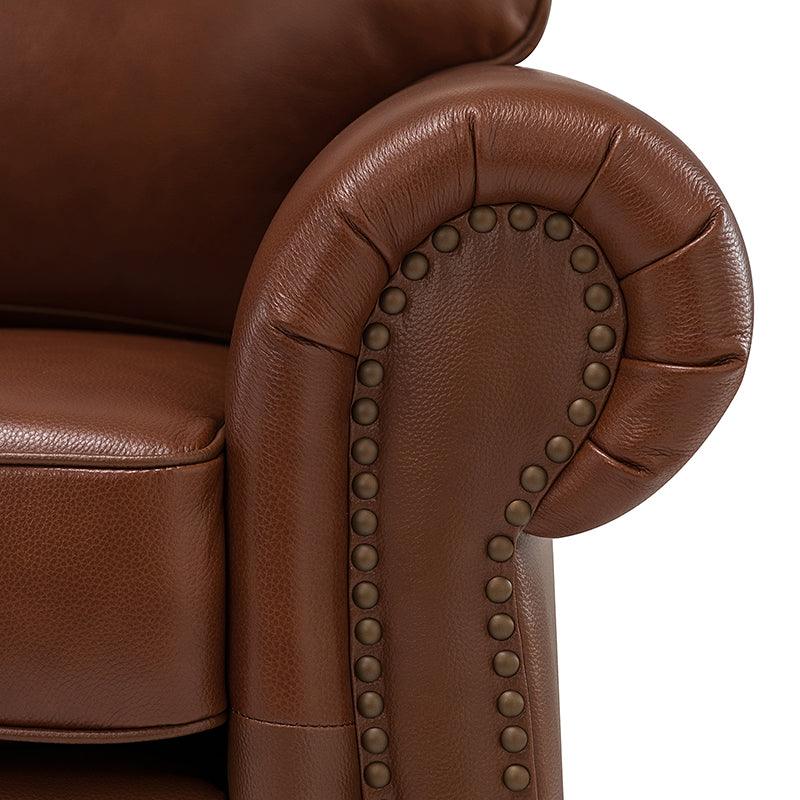 Flavio 81″ Genuine Leather Sofa – Vintage Glam Mid-Century Design