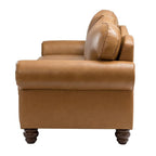 Flavio 81″ Genuine Leather Sofa – Vintage Glam Mid-Century Design