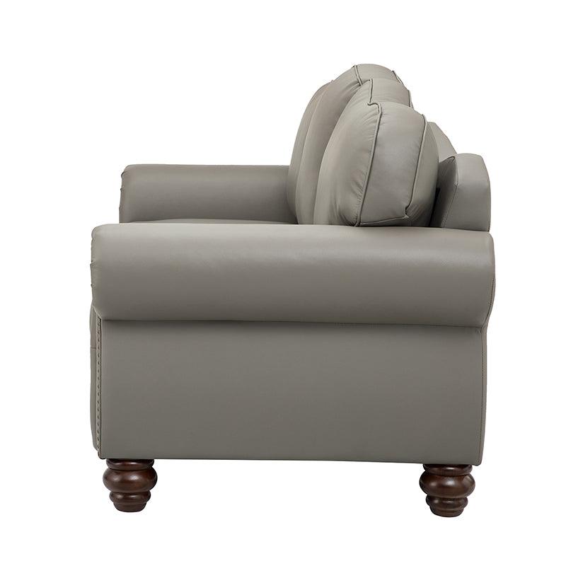 Flavio 81″ Genuine Leather Sofa – Vintage Glam Mid-Century Design