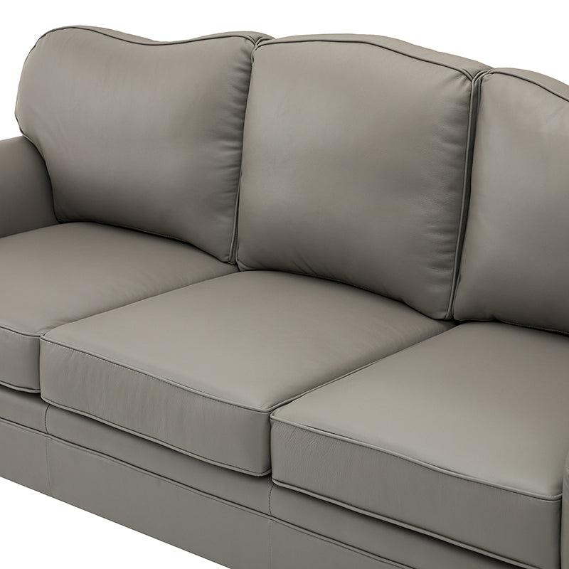 Flavio 81″ Genuine Leather Sofa – Vintage Glam Mid-Century Design