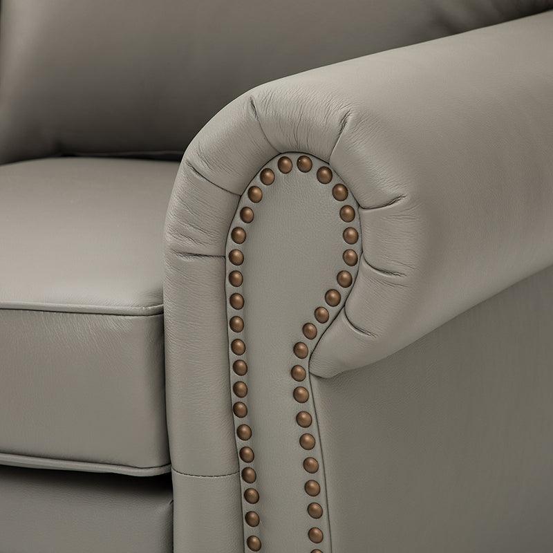 Flavio 81″ Genuine Leather Sofa – Vintage Glam Mid-Century Design