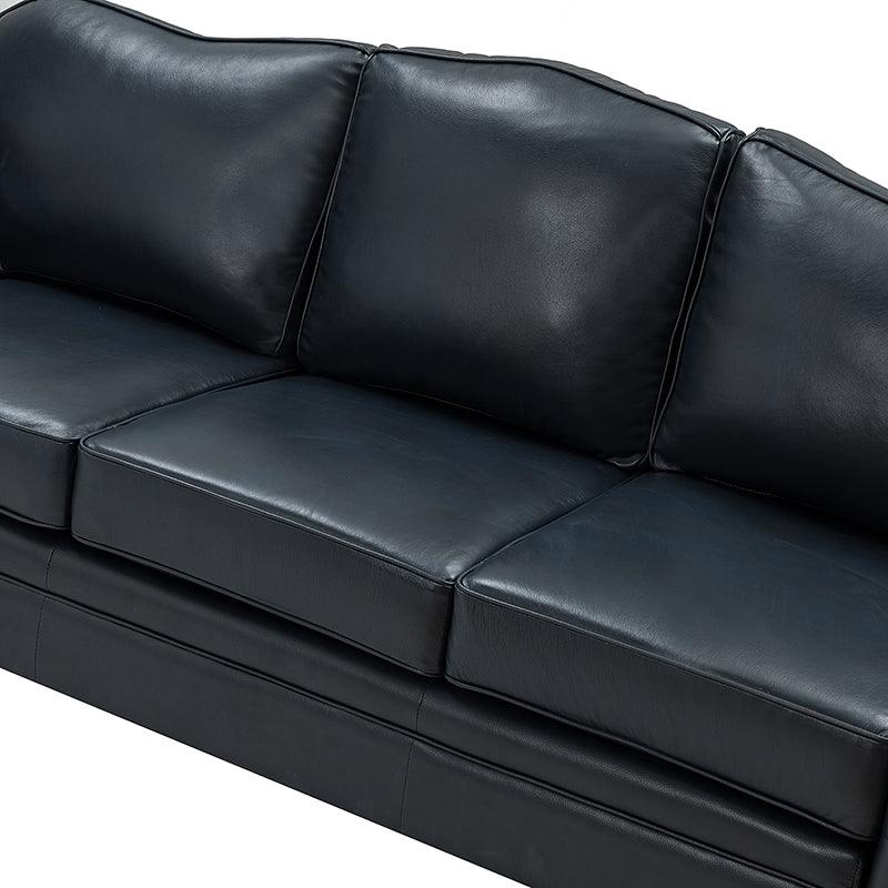 Flavio 81″ Genuine Leather Sofa – Vintage Glam Mid-Century Design