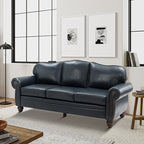 Flavio 81″ Genuine Leather Sofa – Vintage Glam Mid-Century Design