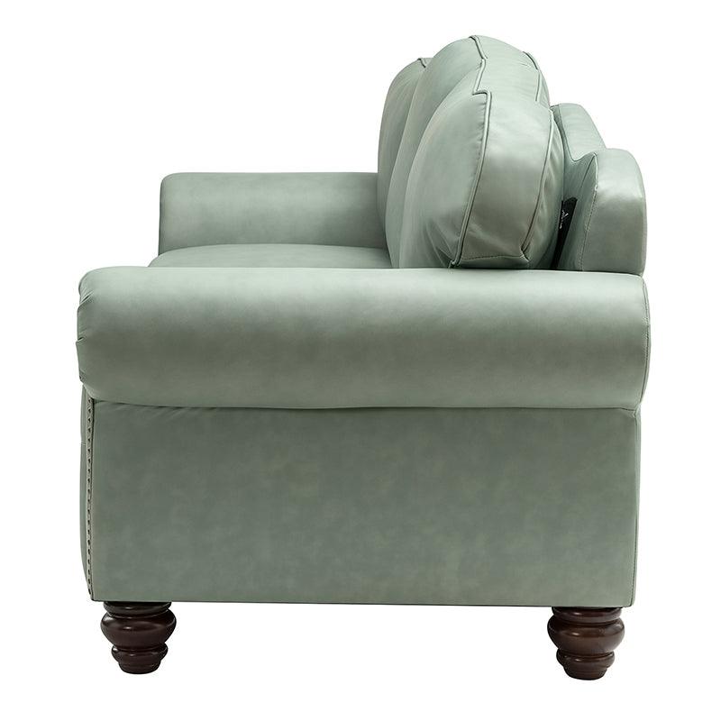 Flavio 81″ Genuine Leather Sofa – Vintage Glam Mid-Century Design