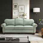 Flavio 81″ Genuine Leather Sofa – Vintage Glam Mid-Century Design